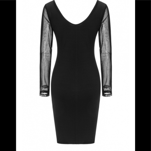 Floral embroidery Black Mesh Midi Dress - Picture 4 of 5